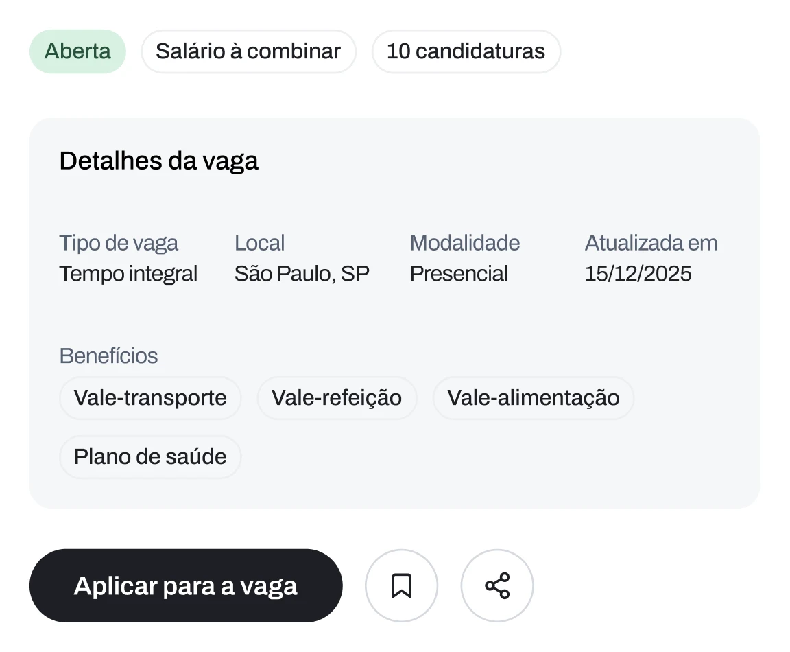 Prévia da candidatura em uma vaga no OdontoMatch